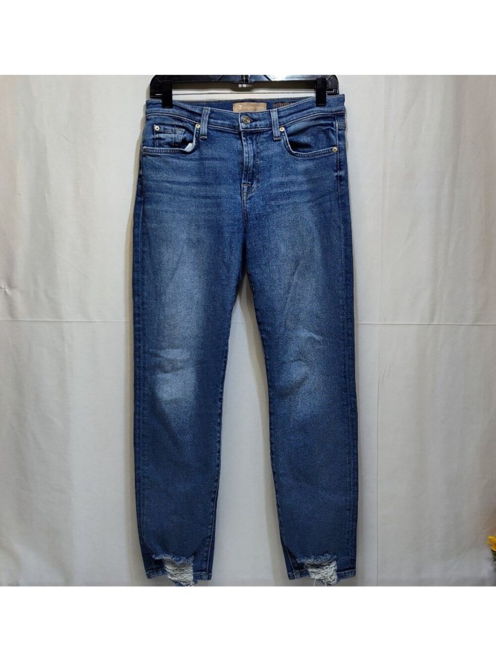 7 For All Mankind Roxanne Luxe Vintage Ankle Jeans Size 28 Raw Edge Cutoff Hems